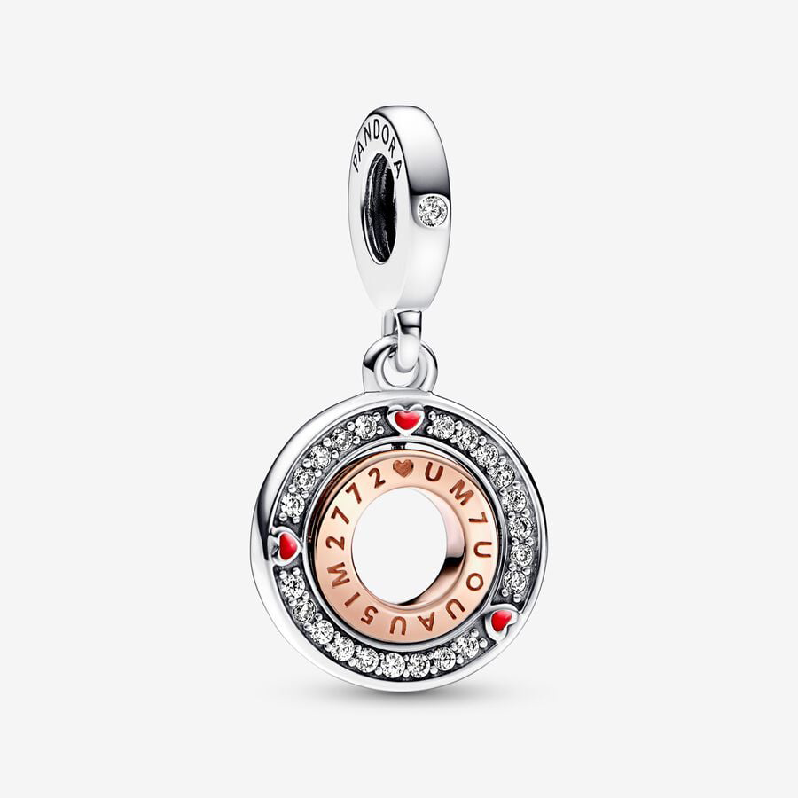 Rose Gold Rotating Love Message Charm