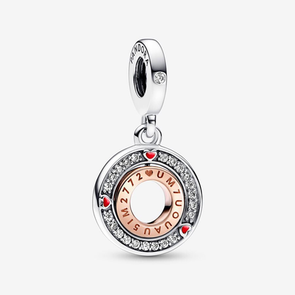 Rose Gold Rotating Love Message Charm