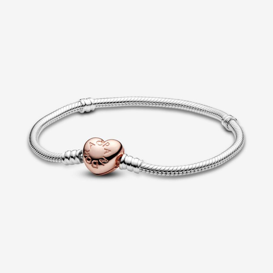 Moments Rose Gold Heart Clasp Snake Chain Bracelet