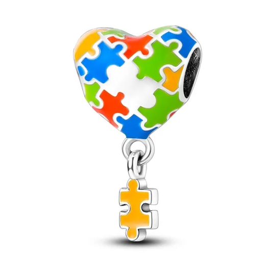 Heart Colorful Puzzle Charm