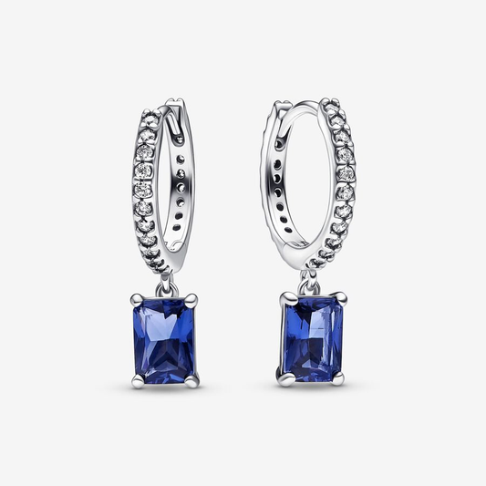 Blue Rectangular Hoop Earrings