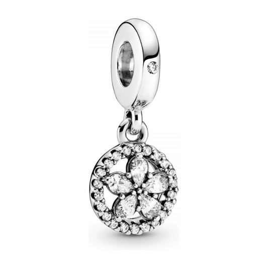 Sparkling Flower Circle Charm