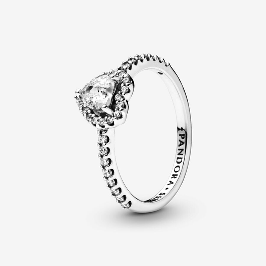 White Heart Sparkling Ring