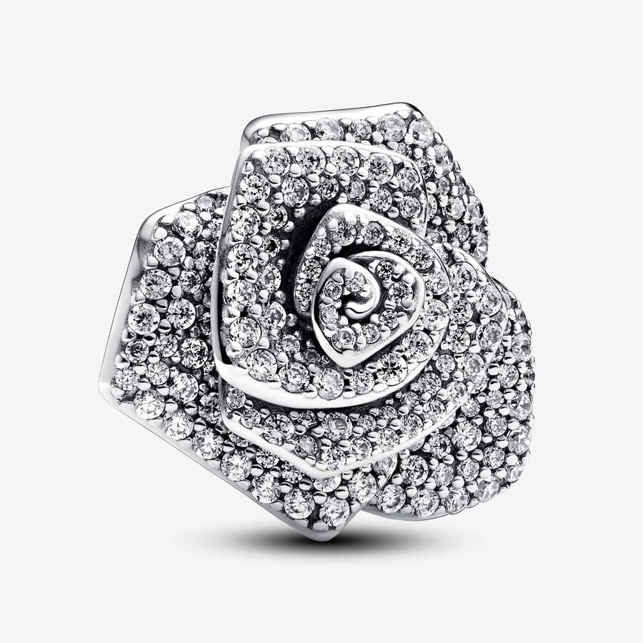 Sparkling Rose in Bloom Oversized Charm